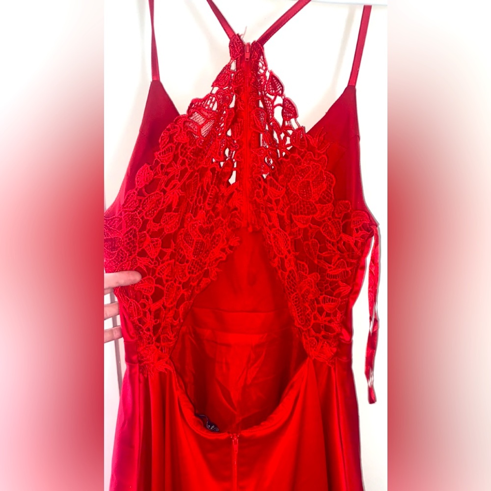 Red high low dress
